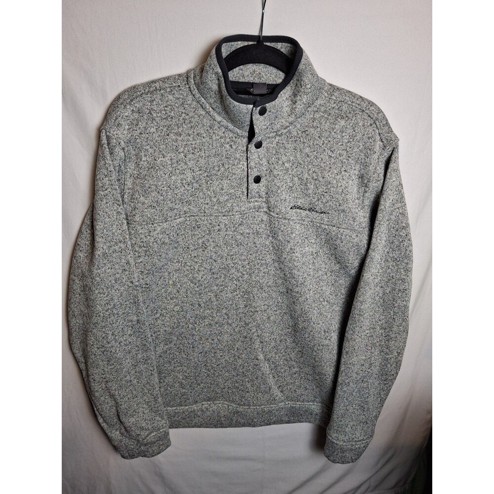 EDDIE BAUER Men's Quarter Snap Fleece Pullover Sweater Gray Heather Size L